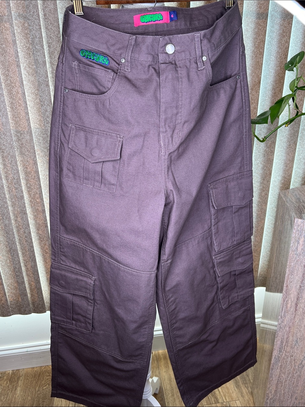 Empyre Subtle Mauve Wide-Leg Cargo Skater Wide leg baggy 9 pockets S-6